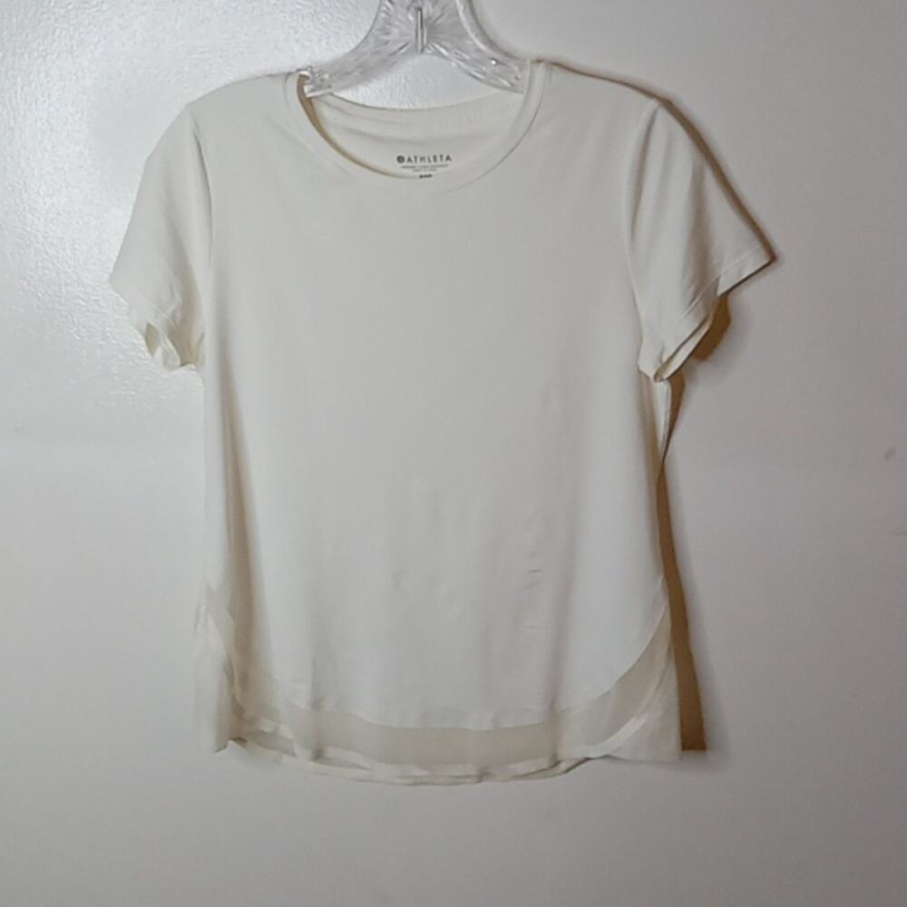 Athleta Women's Sz XSP White short sleeve crew neck top. Athleisure,Beachy,Comfy